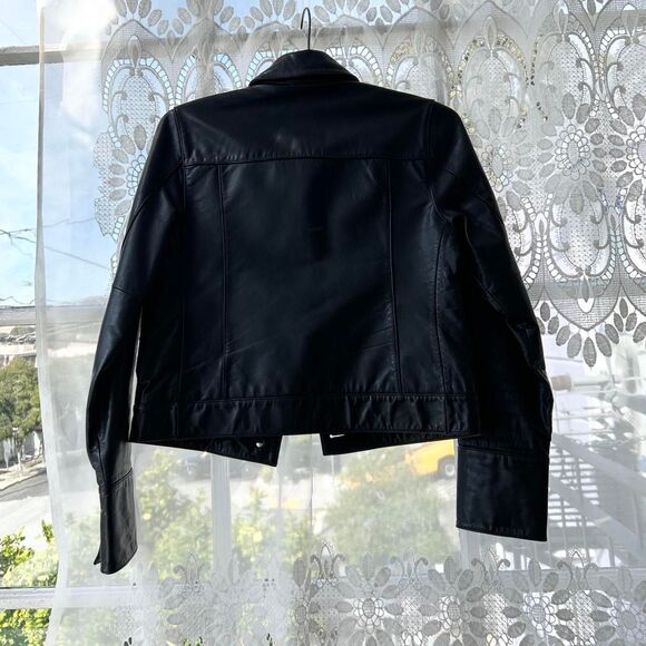Amazing Y2K Vintage Banana Republic Black Leather Moto Jacket XS Womens - Picture 5 of 5